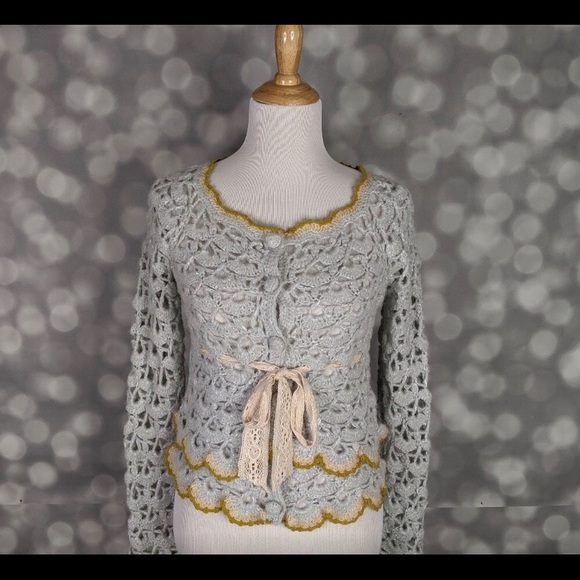 Anthropologie Sleeping on Snow Crochet Cardigan - Picture 1 of 5